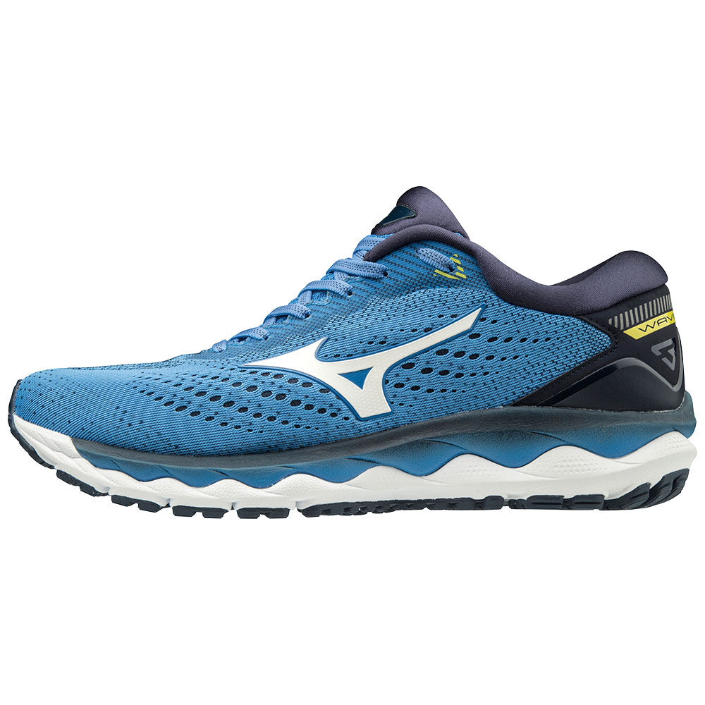 Zapatillas Running Mizuno WAVE SKY 3 Hombre Azules/Blancas/Amarillo Ofertas ATVJ-13802